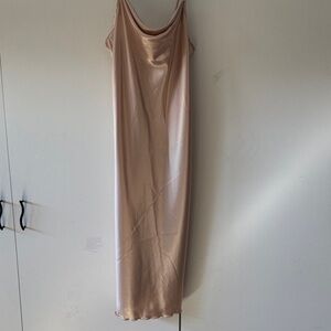 bebe Satin Slip Dress in Champagne